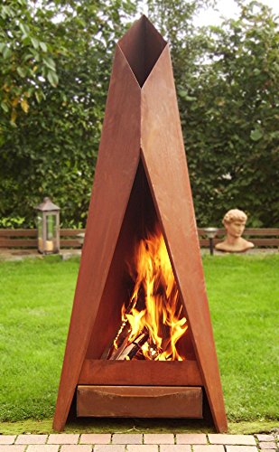 KarmaWorks – XXL Designer Gartenkamin Ofen – Feuerstelle aus hochwertigem Cortenstahl in Rostoptik - 2