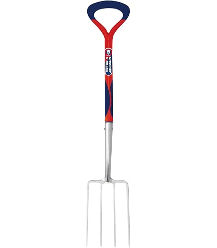 KADAX Spaden Fork Realizzato in Acciaio, forchetta con Maniglie D, Forcella Tomba Scavare e allentarsi, Forcella da Giardino ergonomico, Forcella da Giardino, forchetta (4 Denti, Nero/Arancione