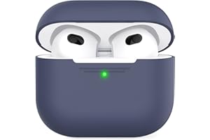 AHASTYLE Case per Airpods 3 Case Cover, Custodia Protettiva in Silicone [LED Anteriore Visibile][Supporto Ricarica Wireless] Compatìbile con Apple Airpods 3 2021 (Senza Moschettone, Blu Notte)
