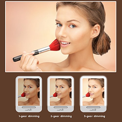 Make-up-Spiegel Yarrashop LED Beleuchtung Dimmbar durch Touch-Schalter + Ultra-High Definition Falterbar Standspiegel Profi Kosmetikspiegel Schminkspiegel Tischspiegel Batteriebetrieben - 4