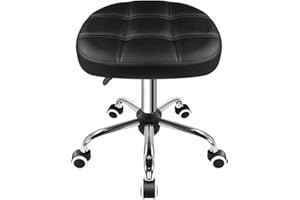 FURWOO Oval Rolling Stool Height Adjustable Massage Chair on Wheels for Spa Salon Black
