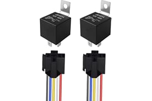 Aiqeer 2 Pezzi 5 Pin Auto Relè, 12V 40A SPDT Veicolo Relè con Presa di Imbracatura e Precablato (Nero)