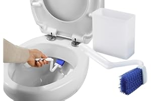 Maximex Nettoyeur de bord de WC avec boîte, brosse de nettoyage de WC coudée, Dimensions (L x H x P) : 4,5 x 23 x 9,2 cm