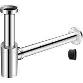 EXLECO 1 1/4" x 32mm Stainless Steel Siphon - Adjustable Anti-Odor Lock - Universal Chrome Tubular Siphon - Anti-Odor Lock fo