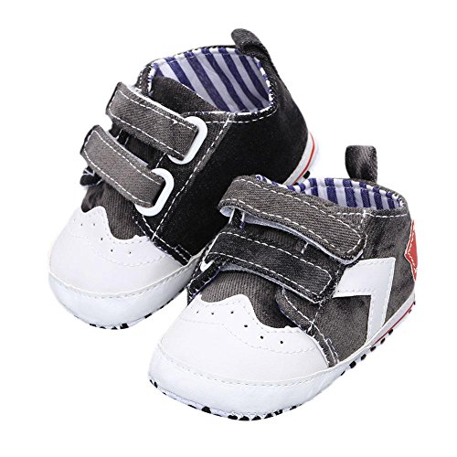 Itaar Baby Shoes Newborn Toddler Infant Anti-skid Washed Denim Double Magic Tapes Trainers Flats Sneakers Prewalker (11(3-6M), black)