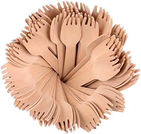We Can Source It LtdWooden Disposable Forks 6" - Eco-Friendly 100% Natural Biodegradable Fully Compostable Forks - Great for Parties BBQ Picnics and Events - 100 Pack