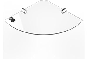 Expression Products Acrylic Corner Shelf with cable feed through notch - 200mm - approx 8" suitable for computer speaker, webcam etc, Free Trolley Token Material Sample Included per Shipment, Clear