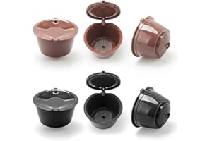 BENFUCHEN - 6 cápsulas de café reutilizables para máquina de café Dolce Gusto, cápsulas de café rellenables, filtro de café reutilizable para cafetera DolceGusto, 3 negros + 3 marrones