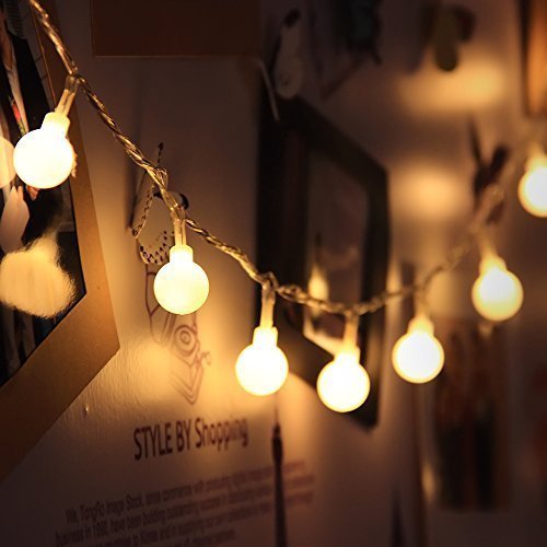Uping® Led Lichterkette 50 Batterienbetriebene Bälle für Party, Garten, Weihnachten, Halloween, Hochzeit, Beleuchtung Deko in Innen und Außenbereich usw. 4,5M warm weß - 4