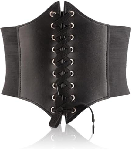 WEIWUXIAN Corsetto Donna Nero, Cintura Elastica Larga, Retrò, in Vita per Costume da Festa di Carnevale Vestito