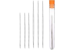 JustYit 6 Pcs Big Eye Beading Needles with Needle Bottle Beading Needles for Jewellery Making Beading Tools Kit 2 Sizes / 2.2 inch & 3 inch