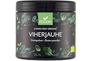 ‎FOODIN FOODIN Bio Grün Pulver, Smoothiepulver mit Weizengrass, Gerstengrass, Spinat, Spirulina, Grünkohl, Chlorella, Brennnessel, 200g