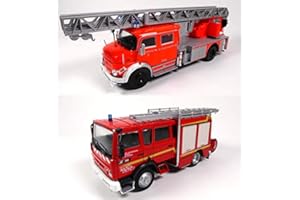 OPO 10 - Lote de 2 Camiones de Bomberos 1/43 compatibles con Compatible con Renault Vi S180 + Mercedes-Benz L1519 (P2 + P4)