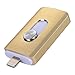 Produktbild 3-in-1 OTG Lightning USB Flash-Drive Pen Drive für iPhone 5/6/7/Plus/iPad iOS-/Android-Smartphone/PC, USB-Stick Gold 64 GB