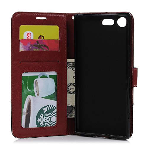 Sony Xperia XZ Premium Hardcase Sony Xperia XZ Premium Flip Hülle YOKIRIN Premium Stitching PU Leder Schutzhülle TPU Innenschale Wallet Case Brieftasche Flipcase Klapptasche Portemonnaie Handyhülle mit Karteneinschub Standfunktion und Magnetverschluß Crazy Horse Spitze Schwarz-Braun - 7