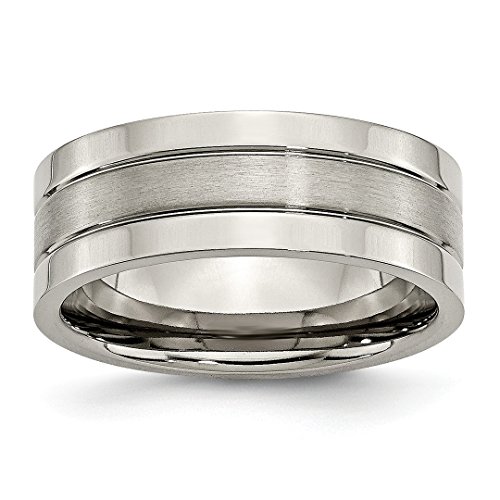 ICE CARATS Titanium Grooved 8mm Brushed Wedding Ring Band Fashion Jewelry for Women Gift Set