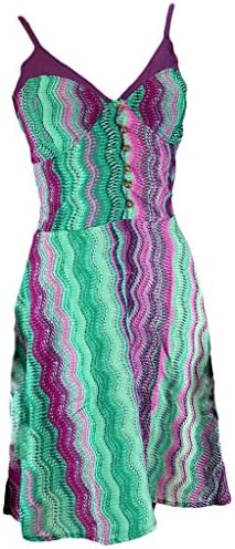 ZIG ZAG PRINT DRESS PURPLE &amp; GREEN STRAPPY BRA STYLE TOP
