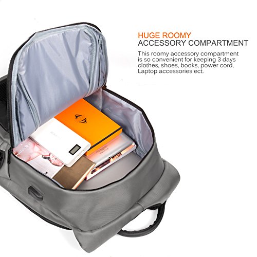 DTBG 17,3 Zoll Laptop Rucksack mit USB Port Nylon Rucksack Reise Rucksack Wasserdicht Rucksack für 17 – 17,3 Zoll HP / Dell / Asus / Lenovo / Männer / Frauen (Schwarz) - 4