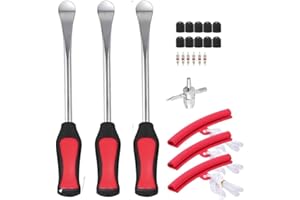 LKJYBG 3 Pcs Motorcycle Tyre Repair Tool Spoon Set,with Non-slip Handle Motorbike Tire Changing Spoons Lever,Tire Irons Tool Kit for Motorcycle, Dirt Bike, Lawn Mower & Car with Red Protective Cover