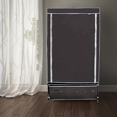 Relaxdays Faltschrank VALENTIN L HxBxT: 162 x 88 x 48 cm Stoffschrank mit 3 Schubladen und 2 Ablagen Textilschrank zum staubsicheren Aufbewahren Kleiderschrank aus Vlies-Gewebe zum Falten, anthrazit - 2