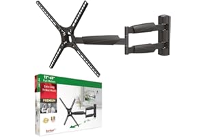 Barkan BM343XL Długi uchwyt ścienny do telewizora, 13-65 cali pełny ruch przegubowy - 4-ruchowy płaski/zakrzywiony wspornik ekranu, nośność do 35 kg, niezwykle wysuwany, pasuje do LED OLED LCD