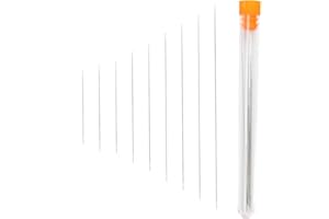 OWNFEEL 10 Sizes Beading Needle, Big Eye Bead Needles Set, Perfect for Jewelry Making DIY Beading Bracelet Crafts Seed Beads, with Storage Bottle 10 Pcs (1.4/1.7/2.1/2.5/2.9/3.5/3.9/4.5/4.9/5.3 inch)