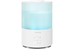 raydrop Luftbefeuchter Schlafzimmer 3L, Ultraschall Cool Mist Luftbefeuchter für große Räume & Zuhause, Top-Fill Humidifier für Baby & Pflanzen, Aroma Diffusor mit LED-Licht, Timer & Auto-Abschaltung
