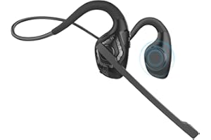 Seflorgo Bluetooth Headset with Mic, Wireless Headset with Microphone Noise Cancelling, Open Ear Comfort Headphones for Phone Calling PC Meeting, Bluetooth V5.3 Dual Connect, 10 Hrs Worktime