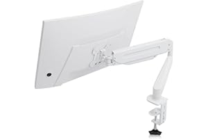 Suptek Soporte de Monitor de Escritorio para Pantallas de 17-32 Pulgadas, VESA 75/100 mm, Giratorio de 360°, Inclinación y Altura Ajustables, Brazo de Monitor con Resorte de Gas - MD8W (Blanco)