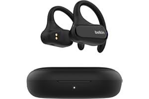 Belkin SoundForm ClearFit Bezprzewodowe Słuchawki Douszne typu Open-Ear, wodoodporne (IPX5) słuchawki bezprzewodowe sportowe Bluetooth, do jazdy na rowerze, wycieczek w góry, biegania – czarne