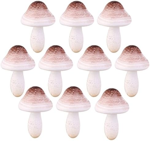Omeny Wooden Miniature Mushroom Landscape Bonsai Fairy Garden Ornaments Decoration - White