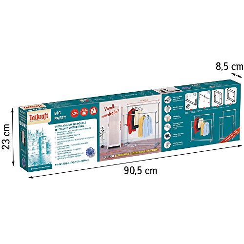 Tatkraft Big Party Robustes Doppel Kleiderständer Teleskop ausziehbar mit Schuhablage Stahlrohr Verchromt 161.5X44X166cm - 5