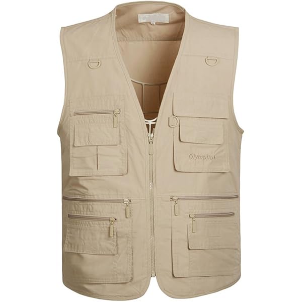 YANODA Gilet Printemps Automne Hommes De Grande Taille Multi Poche Photographie Cameraman Directeur Gilet Tactique Chasse en Plein Air Pêche Gilet Gilet (Color : Khaki, Size : XL