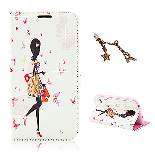 Uming® L Rhinestone Pretty Girl Series Colorful Pattern Print PU case [* for Sony Xperia Z4 *] Flip Holster with Bling Shiny Glitter Diamond Stand Stander Holder Hand Free Credit Card Slot Wallet Hasp Magnet Magnetic Button Buckle Shell Protective Mobile Cell Phone Case Cover Bag + 1 x Anti Dust Plug - Shopping