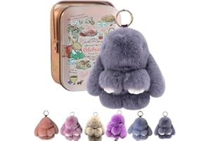 EUNMSI Bunnylulu Keychain With Exquisite Box, Bunny Lulu Keychain,Handmade Soft Bunny Pompom Charms,Cute Bunny Keychain for Women,Bunny Keychain Plush