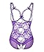 Produktbild KELITCH Dessous Erotik Violet Spitze Damen Bodysuit Brust Offen Sexy Unterwäsche Unten Offen Babydoll - Größe XL