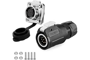 CNLINKO LP-16 Conector impermeable IP68 para cable Conector circular industrial Conector antiinterferencias Conector de aviación estanco de liberación rápida M16 2-9 Pines Zócalo de brida (9 Pines)