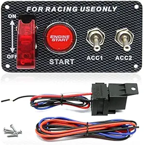 AUTO MT DC 12V Ignition Switch Panel 4 in 1 Car Engine Start Push Button Switch Toggle Panel with Indicator Light For Racing Car