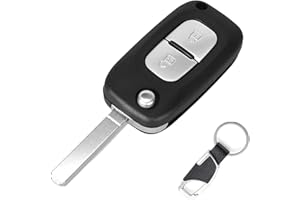 EcoJozon Guscio Chiave Telecomando 2 Pulsanti per Renault Master Twingo Kangoo Modus Dacia Clio Trafic – Custodia con Portachiavi in Pelle Chiave Ricambio Originale