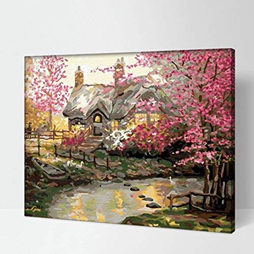 Landscape Series - Kit de pintura con números y pinceles, pintura al óleo, 40,6 x 50,8 cm, para adultos principiantes, niños listos para colgar Town in Dream