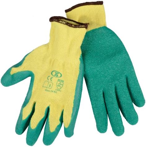 XS-StockXS1915 12 Pairs of Builders Gardening DIY Latex Coated Work Gloves - Green (Size 10), XL