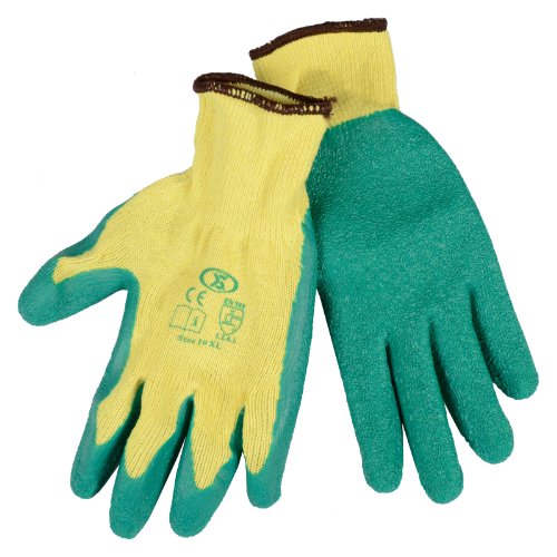 XS-StockXS1915 12 Pairs of Builders Gardening DIY Latex Coated Work Gloves - Green (Size 10), XL