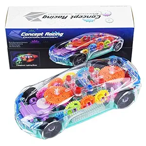 Brand Conquer 3D Transparent Car with 360 Degree Rotation | Gear Simulation Mechanical Car with Light & Sound | Car Toy for Kids (car)