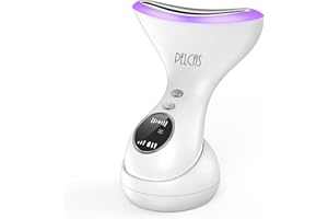 ‎PELCAS PELCAS Gesichtsmassagegerät Gegen Falten, EMS Gua Sha Elektrisch V Shape Face Massager mit 43°C Wärme 3 LED-Modi & Vibration Elektrisches Gesichtsmassage Facial Lift für Hautstraffung/Doppelkinn
