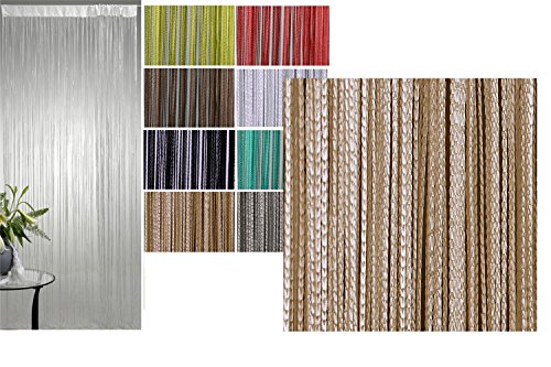 JEMIDI Fadenvorhang Tür Vorhang Gardine Schal Faden Türvorhang Fadengardine in 2 Größen (Beige, 140cm x 250cm) - 2
