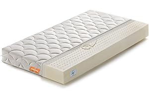 Marcapiuma - Materasso Bambino Lattice 64x124 Alto 12 cm - Teddy - Materassino Baby 100% Lattice Dormire Sano e Naturale - Rivestimento Antibatterico sfoderabile Antiacaro Traspirante Made in Italy