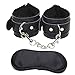 Price comparison product image Handcuffs Sex, Soft Comfortable PU Fur Leather Wrist Cuffs and Blindfold Eye Mask (Black)