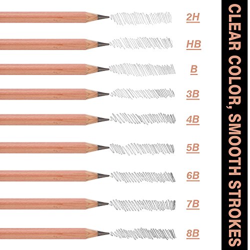 SOLEDI 18pcs Skizze Bleistifte Radiergummi Holzkohle Bleistift Papier Pen Set Papierfederzeichnung mit Tasche Zeichenset Art Set - 4
