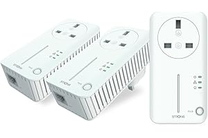 STRONG POWERL600DUOUKV2 AV600 Passthrough Powerline Kit, Data Transfer Speed Up to 600 Mbps, Pack of 3, Up to 300m range, No Configuration Required, UK Plug White