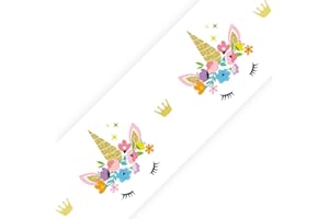 SuperDuperDecor Unicorn Floral Bedroom Wall Border - Personalised Childrens Girls Name Pink Room Decor Art Wallpaper Strips - Without Name